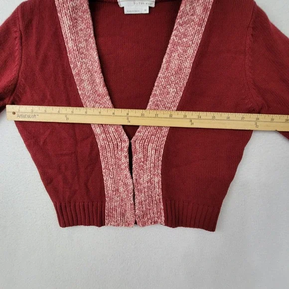 To The Max Wool-Blend Red V-Neck Cardigan Sweater Long Sleeve Size Medium - Picture 9 of 16
